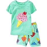 Popshion Baby Girl Pajamas Short Sleeve Toddler Girls Summer Short Sets Cotton Sleepwear Size 2 to 10 Years