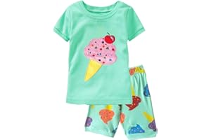 Popshion Baby Girl Pajamas Short Sleeve Toddler Girls Summer Short Sets Cotton Sleepwear Size 2 to 10 Years