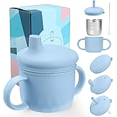 Mity rain 3-In-1 Stainless Steel Sippy Cup for 6+ Month Old, Baby Straw Cups for Toddlers 1-3 with Travel Lid, Silicone Straw, Replacement Straw & Cleaning Brush - 8oz Toddler Cups Spill Proof Set