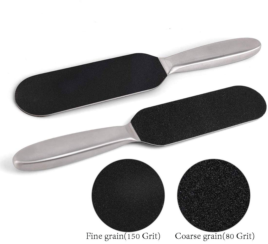 Colossal Rasp Foot File and Callus Remover With Replaceable Paddle, Metal Foot Care Pedicure to Remove Hard Skin, Coarse/Fine Double Side Reusable Pads, Premium Grade Stainless Steel Feet Scrubber : Beauty