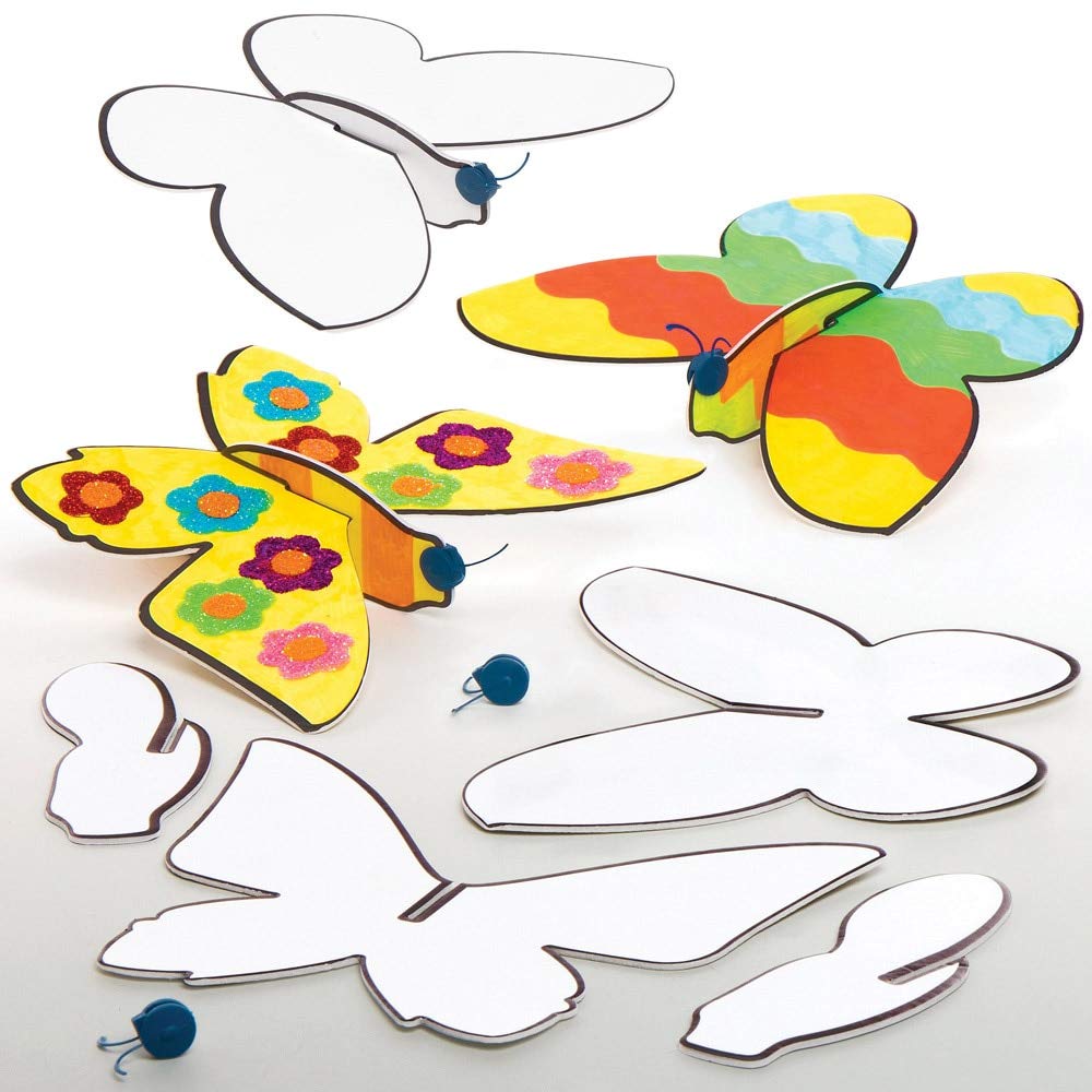 Baker Ross AT882 Butterfly Colour in Glider Kits - Pack of 10, for Kids Arts and Crafts Projects