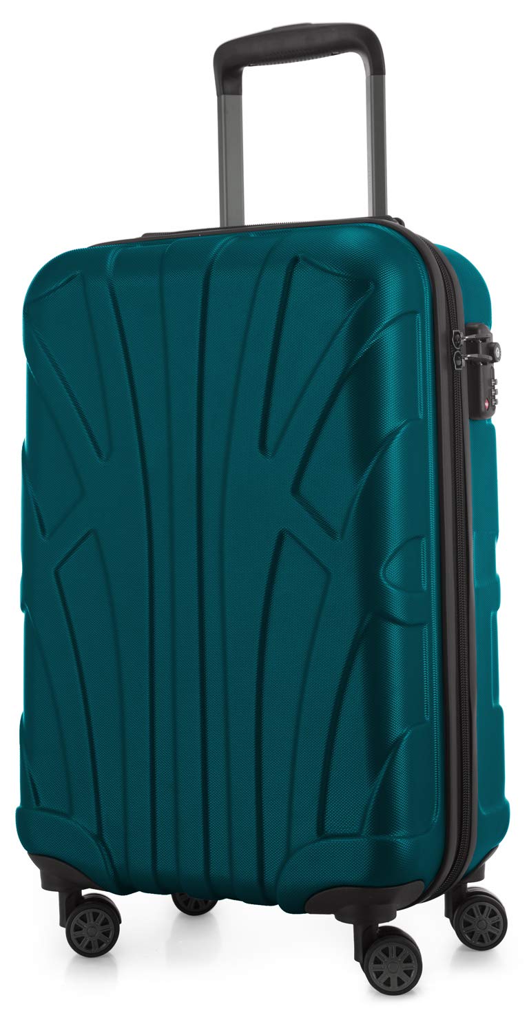 Suitline - Hand Luggage, Carry on Cabin Trolley, Hardshell Suitcase, 100% ABS, 55 cm, 34 liters, Aquagreen