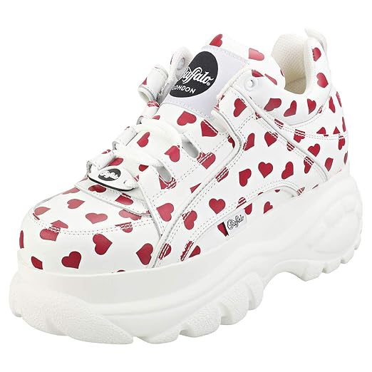 Buffalo London 133914 Womens White/Red Hearts Trainers Amazon.co.uk