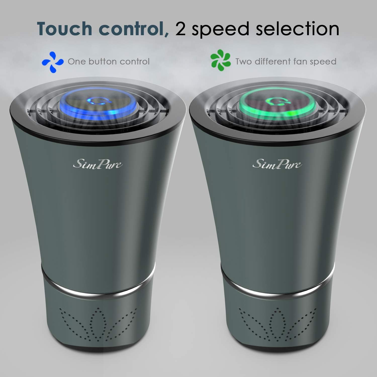 SimPure HC3 360° Car Air Purifier 4-Stage Filtration Air Cleaner, Captures PM2.5 Eliminate Allergens, Odor, Smoke, Pollen Mold USB Port Power with A Car Charger: Kitchen & Dining