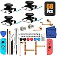 iParto 4 Pack Joystick Analog Thumb Stick for Nintendo Switch Joy Con Controller Joycon Repair Kit with Flex Cable Screws Springs Thumbstick Grips Repair Tools