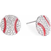 Baseball Earrings, 0.51in Exquisite Alloy Baseball Jewelry for Women Softball Sports Earrings Jewelry Gift for Sport Lovers Players (with Rhinestones, Stud)