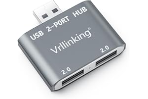 Vrllinking USB Hub, 2 Ports USB 2.0 Hub for Laptop, 2 Ports USB Splitter USB Expander for iMac Pro,MacBook Air, Mac Mini/Pro,Windows/Notebook PC,Printer,Flash Drive,Mobile HDD,Data and Charging