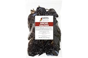 8oz Ancho Dried Whole Chile Peppers, Chili Seco Pods for Authentic Mexican Food, Heat-Sealed Resealable Bag by 1400s Spices