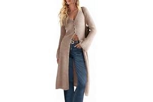 Saodimallsu Womens Long Cardigan Sweaters Oversized Bell Sleeve Open Front Button Down Casual Knit Fall Midi Dress
