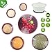 6 Packs Silicone Stretch Lids, SiFREE Various Sizes Silicone Bowl Covers Reusable with 1 Free Gift Potholder for Keeping Food Fresh, Dishwasher and Freezer Safe