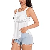 ANYFITTING Women's Built in Bra Tank Top 2025 Summer Trendy Tops Flowy Loose Fit Casual Halter Cami Camisole Outfits S-3XL
