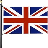 GUIFIER Large Union Jack Flag 5ft x 3ft (150cm x 90cm) - British National Flag - United Kingdom UK Flags Banner Vivid Color Fade Proof with Brass Grommets for Festival Party Garden Decor
