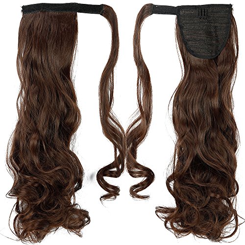 18" Wavy Curly Wrap Around Ponytail Extension for Woman Synthetic Hair Extension