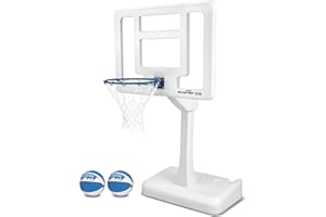 GoSports Splash Hoop Elite - Adjustable Height or Fixed Post - Pool Hoop Basketball Game with Water Weighted Base, Regulation Steel Rim and 2 Pool Basketballs