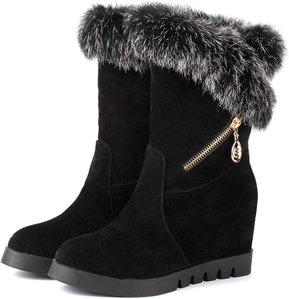 Amazon Com Luis Vuis Women Wedges Snow Boots Height Increasing Shoes Mid Calf Warm Winter Boots Mid Calf