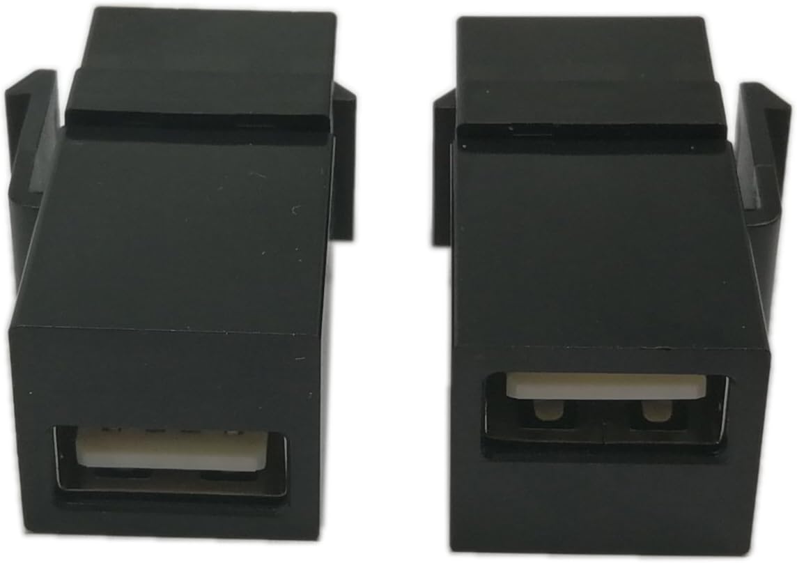 zdyCGTime USB 2.0 Keystone Jack Inserts, (2-Pack) USB 2.0 Adapters Female to Female Connector For Wall Plate Outlet Panel-Black - Image 5