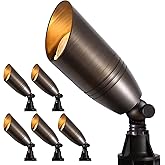 Gardencoin Solid Brass Outdoor Landscape Spotlights, 12V Heavy Duty Low Voltage LED Spot Light Waterproof for Garden and Yard Up Lighting, Bronze Accent Lighting Fixture Without Bulb (Classic, 6 Pack)