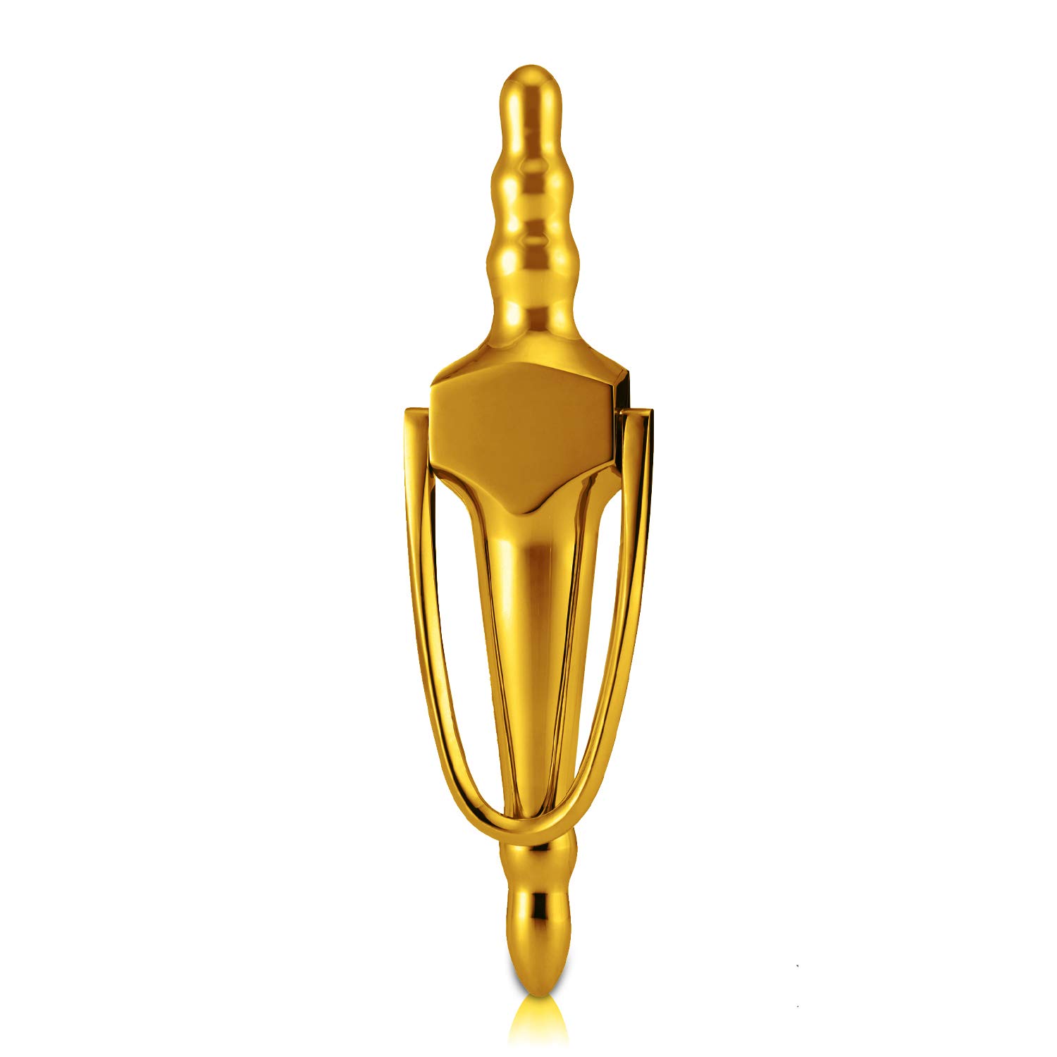 XFORT® Door Knocker 8” Slimline Polished Gold, Victorian Urn Slim Door Knockers for Front Door, Elegant Front Door Furniture with a Modern Design, Perfect for Alerting You of Visitors to Your Home