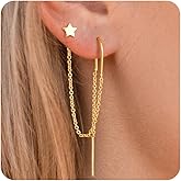 FISSEN JEWELRY Gold Earrings for Women Trendy 14k Gold Plated Dainty Cartilage Earring Stacks Small Dangle Huggie Hoops Earrings Hypoallergenic CZ Diamond Stud Earring Sets for Multiple Piercing Jewelry Gift