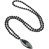 COAI 6mm Leaf Pendant 108 Mala Stone Beaded Necklace for Yoga Meditation