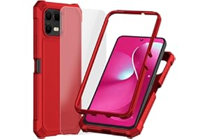 Ailiber for T-Mobile REVVL 8 Pro 5G Phone Case, REVVL 8 Pro Case with Screen Protector, Dual Layer TPU Bumper Protective, Rugged Silicone Scratch Resistant, Full Body Protection Shockproof Cover-Red