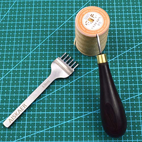 Aiskaer 1 Pcs Leather Craft Ebony Rhombus Awl DIY Leather Stitching Sewing Awl Leathercraft Reaming Punch Tool - Thumbnail 2