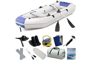 IHOMEINF Heavy Duty Inflatable Boat, 4-Person Raft for Adults, for Fishing, Camping, and Outdoor Adventures