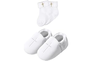 AGJ Baby Boy Baptism Shoes Set, Infant Soft Sole Christening White Sneaker