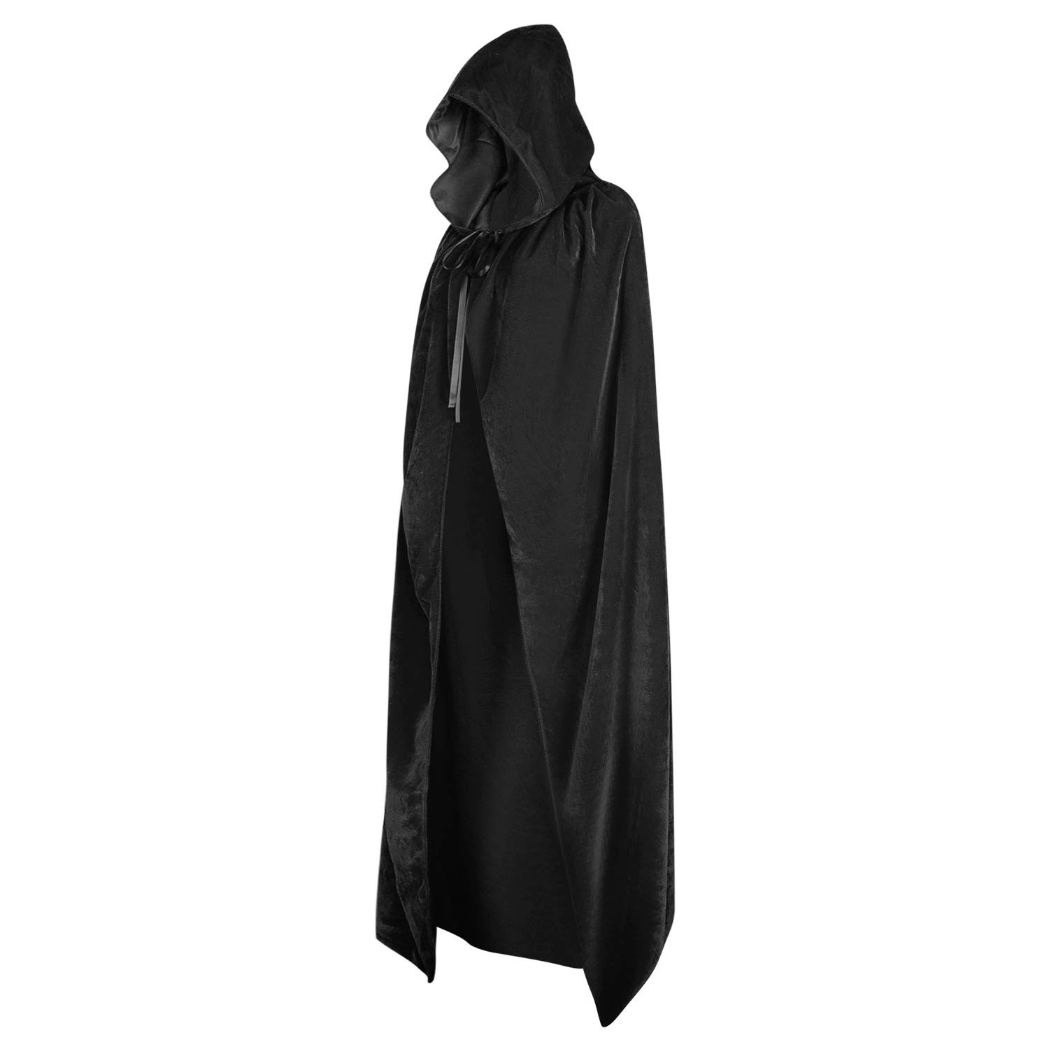 Qchomee Long Hooded Cloak Cape Velvet Halloween Vampire Cosplay Costume Party Dracula Devil Cape Fancy Dress Costume Witch/Wizard Cloak Drama Stage Props for Adults Teenager Mens Womens