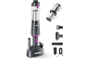 YTE PRO Handheld Vacuum Cordless 25000Pa Car Vacuum 3-in-1 Handheld Vacuum, Includes Smart Display and Charging Base Hand Vac Cordless Rechargeable One-Touch Empty for Home/Pet/Car (Violet)
