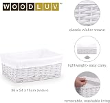 Woodluv Storage Baskets Woven White Medium with Removable Liner view 2