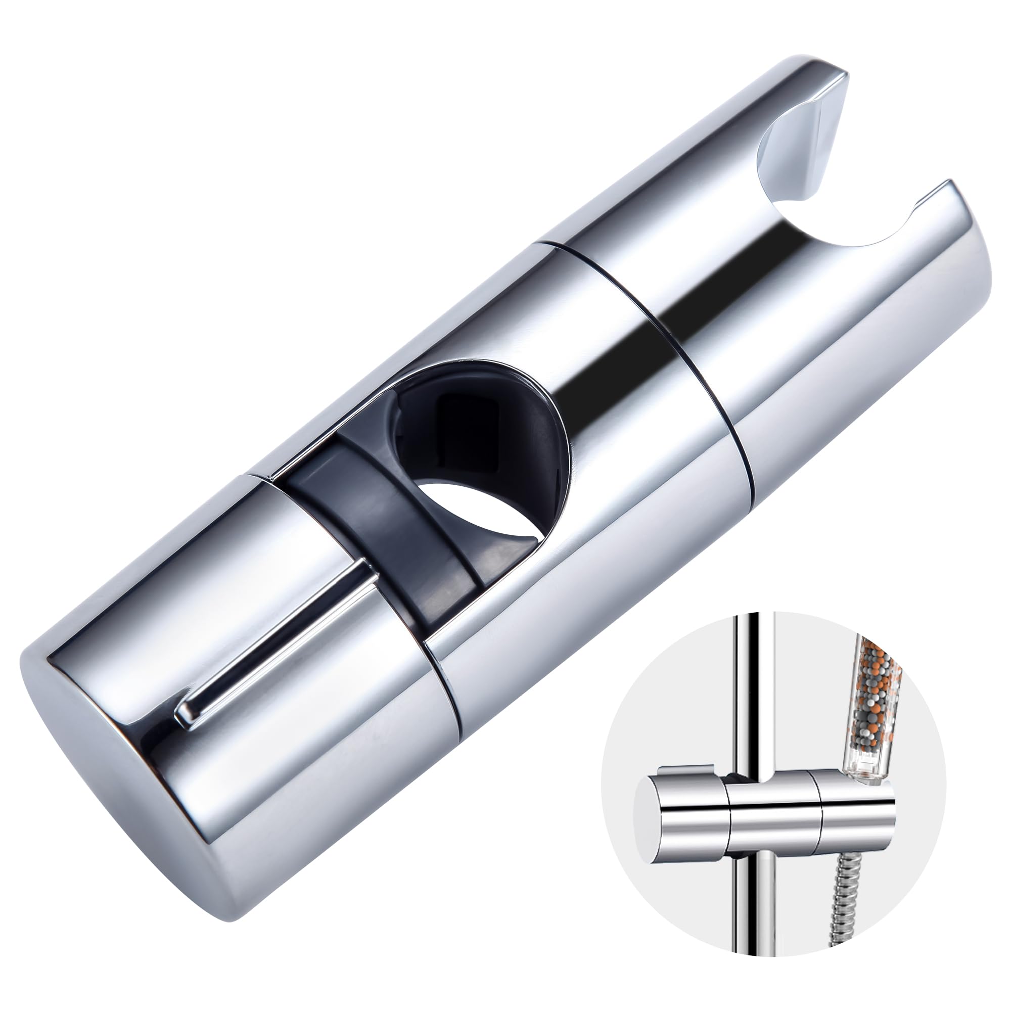 Magichome Shower Head Holder for 19-25MM Riser Rail, Adjustable Shower Rail Rod Clamp Holder Bracket, Chrome Plated — image 1