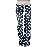 AMiERY Women's Comfy Casual Pajama Pants Floral Print Drawstring Palazzo Lounge Pants Wide Leg