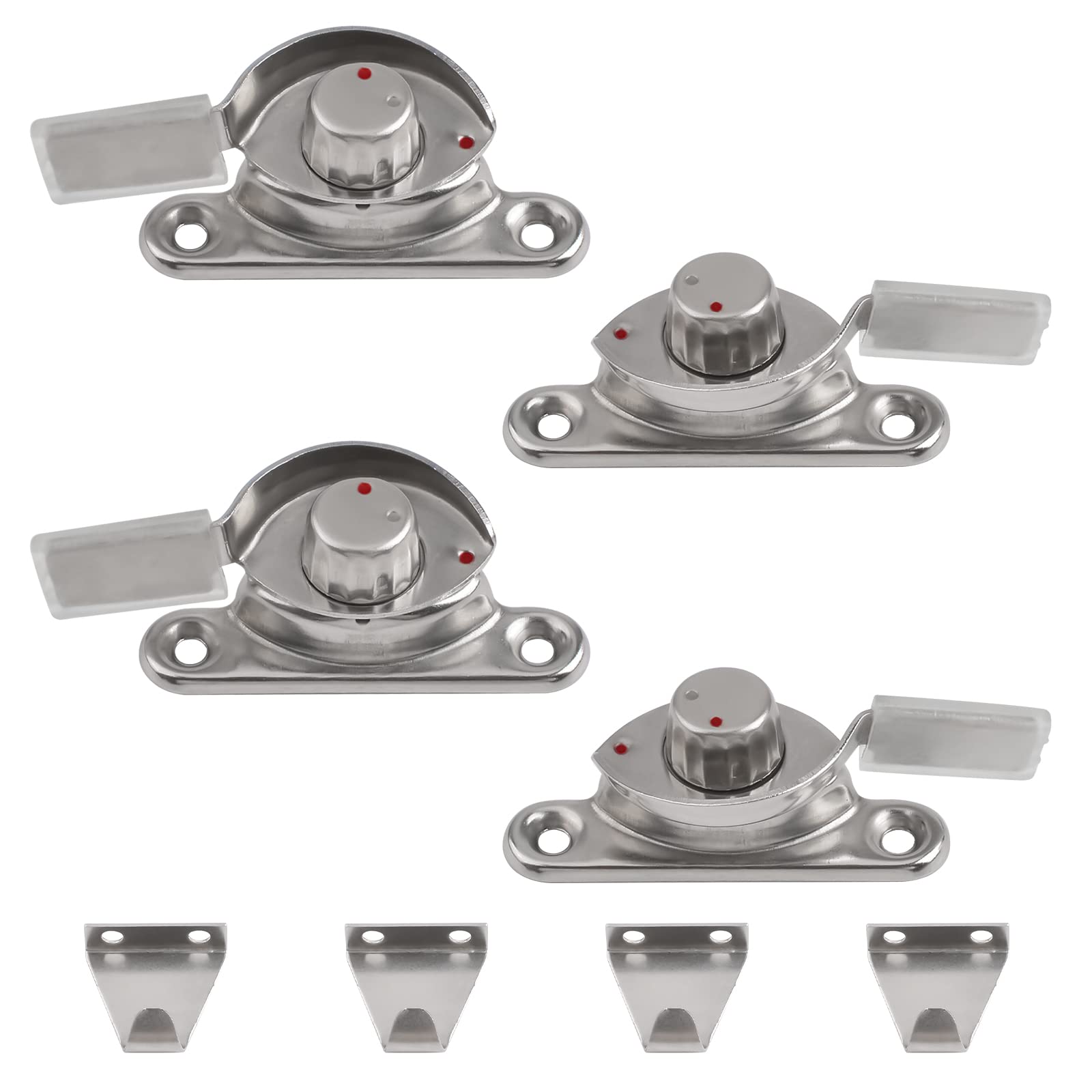 UFURMATE Window Sash Lock, 4Pcs Stainless Steel Sliding Window Locks Window Door Frame Security Locks Window Crescent Locks for Left Using (Silver)