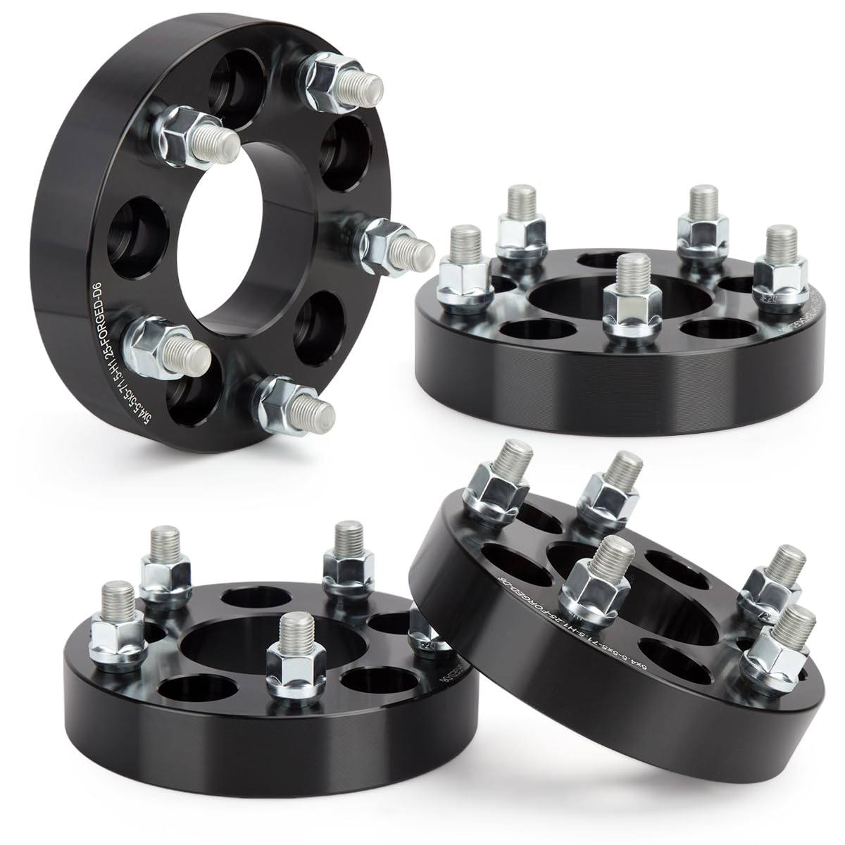 Photo 1 of KSP 5x4.5 to 5x5 Wheel Adapters for JK JKU WK WJ XK Wheels on TJ YJ KK SJ XJ MJ KJ ZJ Vehicles, 1.25" 5x114.3mm to 5x127mm Forged Wheel Spacers 71.5mm Bore with 1/2-20 Thread Studs, Black 4Pcs