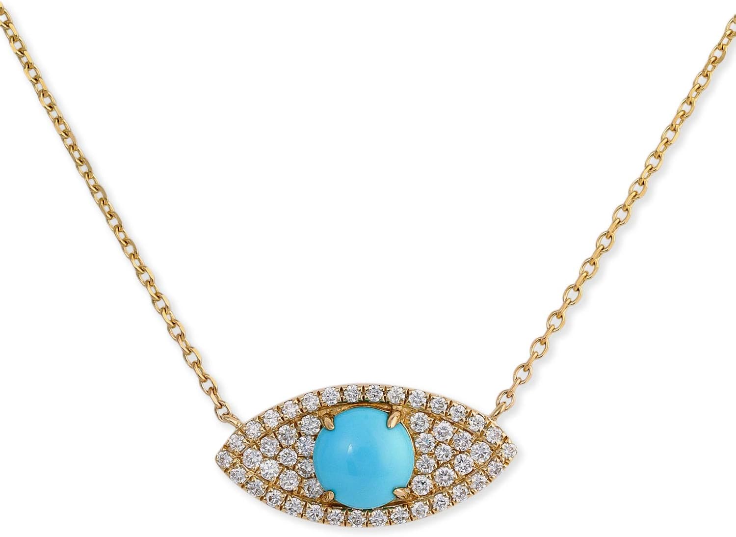 Effy Jewelry Turquoise & Diamond Evil Eye Necklace in 14K