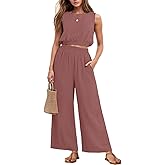 GRECERELLE Two Piece Sets for Women Sleeveless Crop Top Wide Leg Pants Sweat Set for Women Tracksuits 2026 Summer
