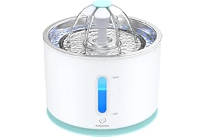 FluffyUnion Cat Water Fountain with Stainless Steel Lid, 2.4L/81oz Automatic water dispenser for Cats and Dogs