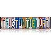 TREEPERI Vintage Trust in the Lord Street Sign Wall Decor Metal Tin Signs for Bar Home Bedroom Garage