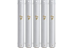 SUPER STAM MEZUZAH CASE Holder (shidell) בית מזוזה Plastic Semiround Silver shin Waterproof Rubber Cork lot of 5 (White with Gold SHIN, 12)
