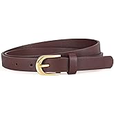 WHIPPY Women's Skinny Leather Belt for Jeans Dress Pants Fashion Ladies Thin Waist Belt with Gold Buckle