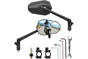 SHEJISI Motorcycle Mirrors for Handlebars, ATV Mirrors Featuring a Phone Mount Interface, Anti-impact/explosion/glare,HD,Compatible with Motorcycle (Suzuki,Yamaha,Honda,Kawasaki),Mopeds,Electric Bike