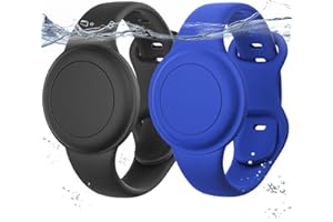 MUCUTY Waterproof 2 Pack Apples AirTags Bracelet for Kid, Hidden Soft Silicone Air Tag Holder Wristband for Kid, Lightweight AirTags GPS Tracker Watch Band for Child -Black+Klein Blue