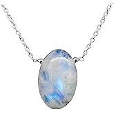 Gempires Rainbow Moonstone Natural Crystals Pendant Necklace, Gemstone, Energy Healing Crystals, Birthday, Gift for Her, Gemstone Jewelry 18 inch AAA+ Quality