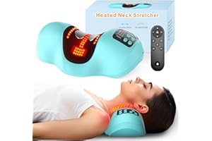 Upalled Heated Neck Stretcher for Pain Relief, Cordless Neck Shoulder Cervical Traction Device with 3 Heating Levels and Pulse Modes, Timmer for TMJ Pain Relief, Muscle Relax Hump Corrector