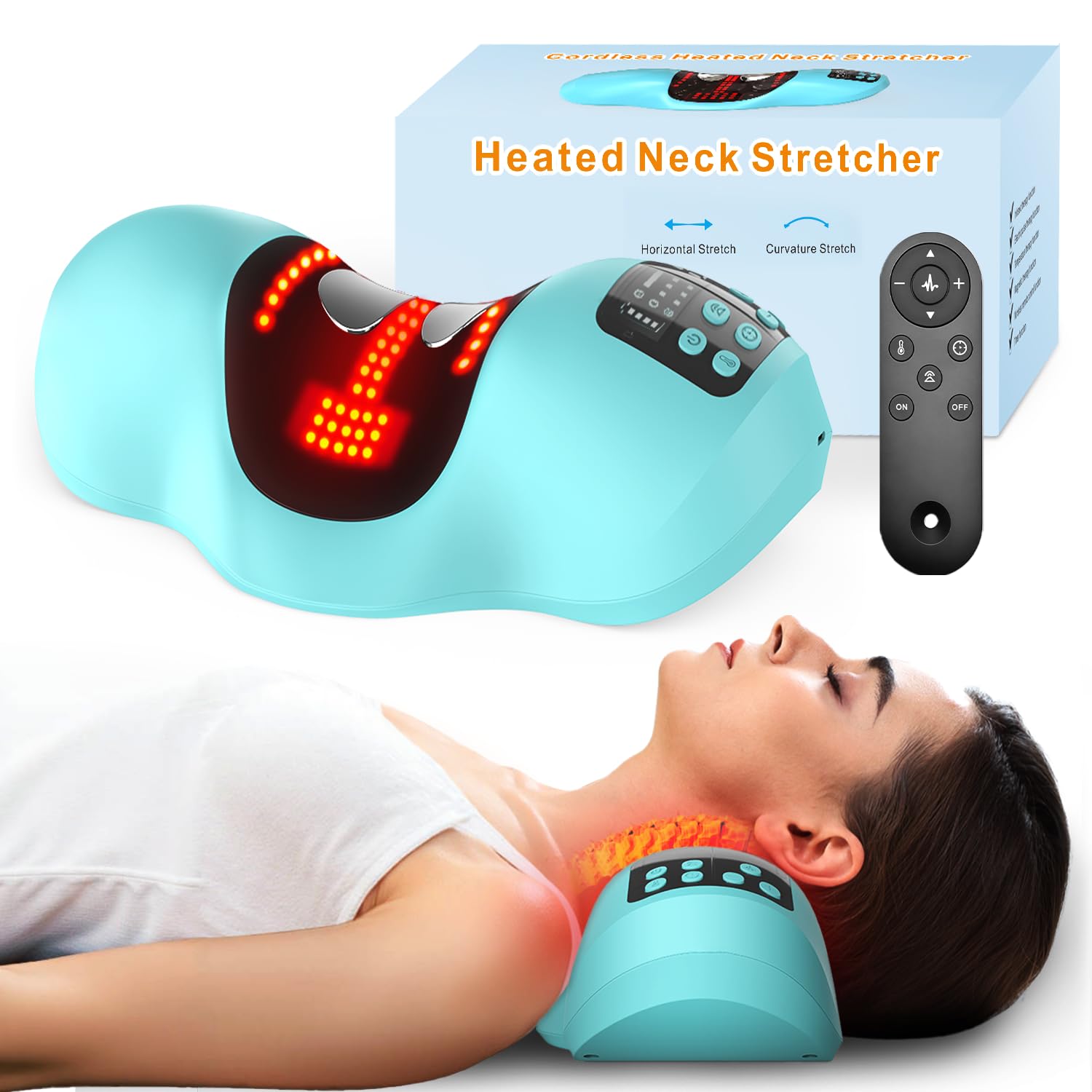 Photo 1 of Upalled Wireless Heated Neck Stretcher for Pain Relief, Cordless Neck Shoulder Cervical Traction Device with 3 Heating Levels, Pulse Massager, Timmer for TMJ Pain Relief, Muscle Relax Hump Corrector