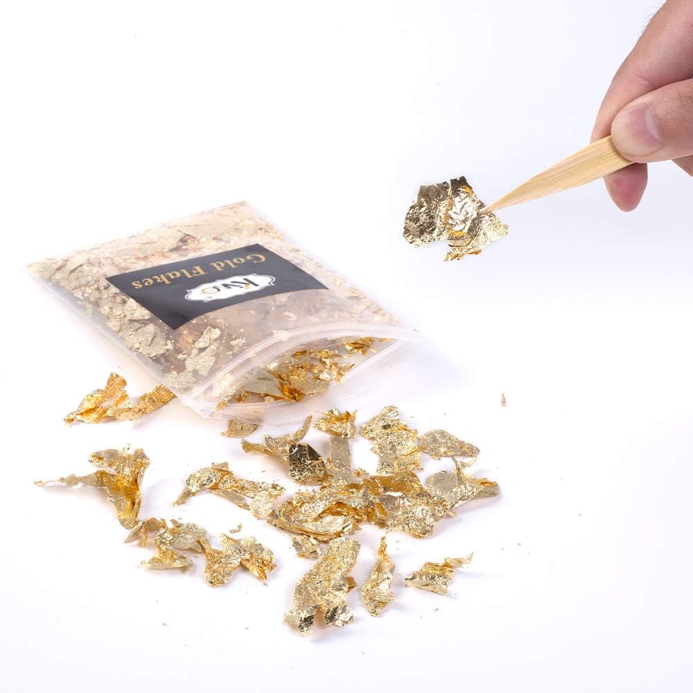 KINNO Gold Leaf Flakes, Gold Foil 3 Sets Gold Leaf for Nails Art and Craft, Furniture, Gilding, Painting - Image 5