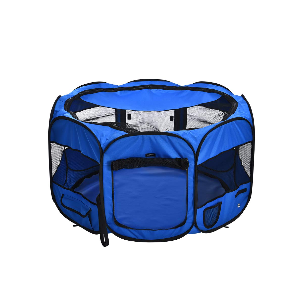 Amazon Basics Foldable Octagonal Indoor and Outdoor Portable Soft Dog Pen/Puppy Pen/Playpen, 114 cm, Blue