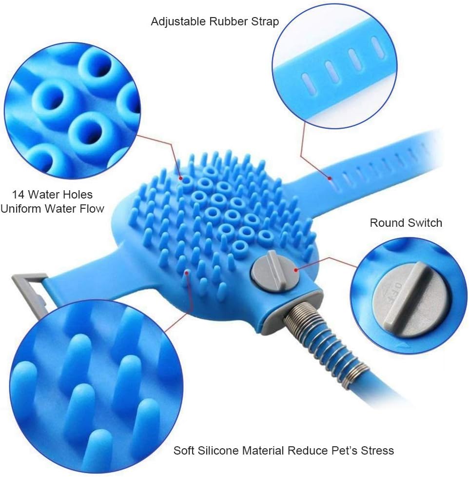 EDUPLINK Pet Bathing Dog Shower Sprayer & Scrubber in-One Dog Shower Wand with Hose Dog Sink Sprayer Dog Cat Horse Grooming Massage Shower Bath Tub & Outdoor Garden Hose