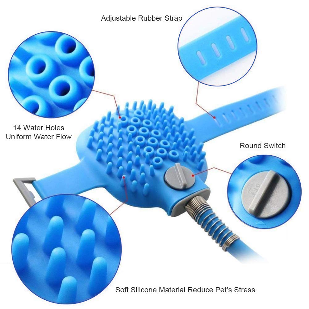 EDUPLINK Pet Bathing Tool Pet Shower Sprayer & Scrubber in-One, Dog Cat Horse Grooming Massage Shower Bath Tub & Outdoor Garden Hose Compatible for All Types of Pets